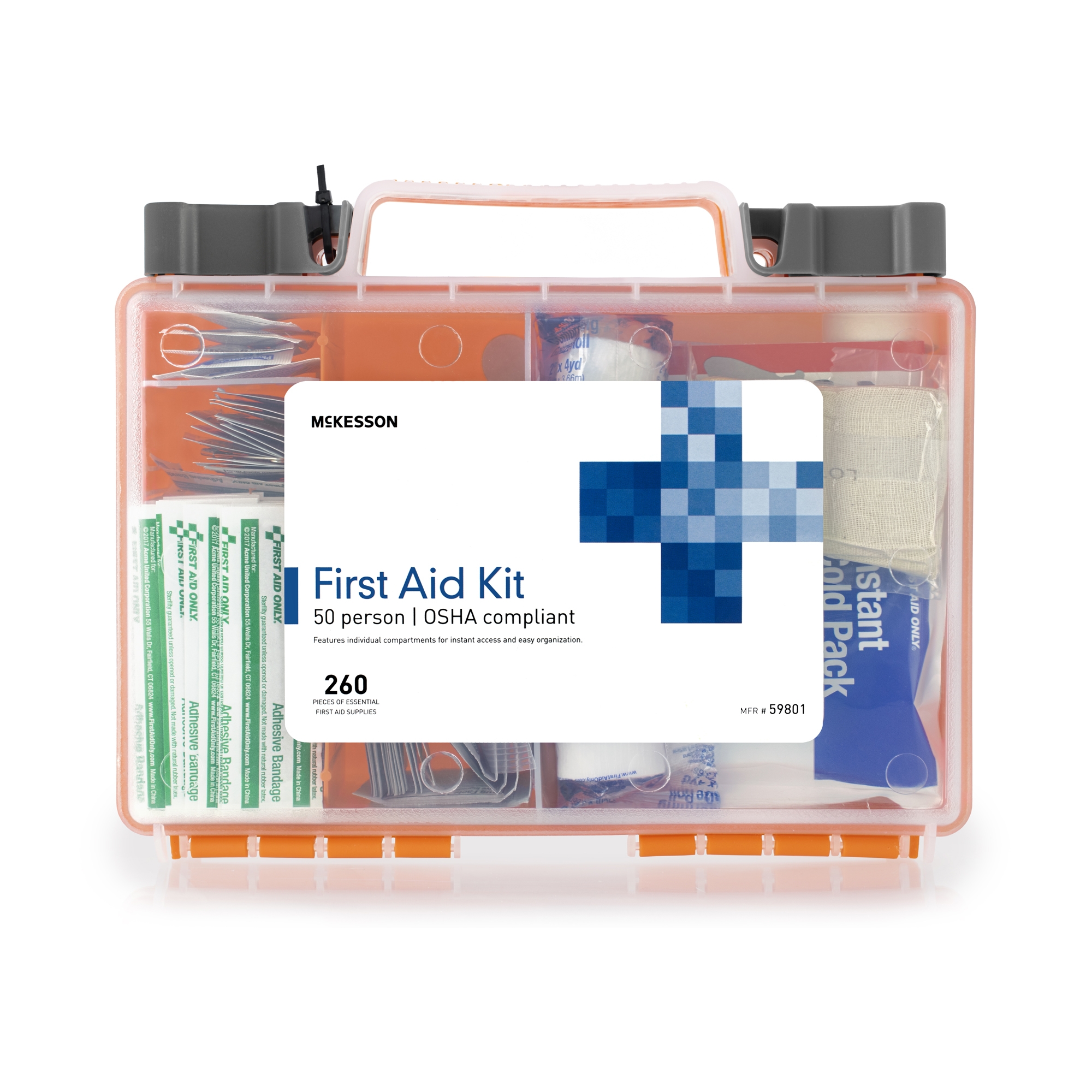 First Aid Kit McKesson 50 Person Plastic Case First Aid Kit McKesson 50 Person Plastic Case
