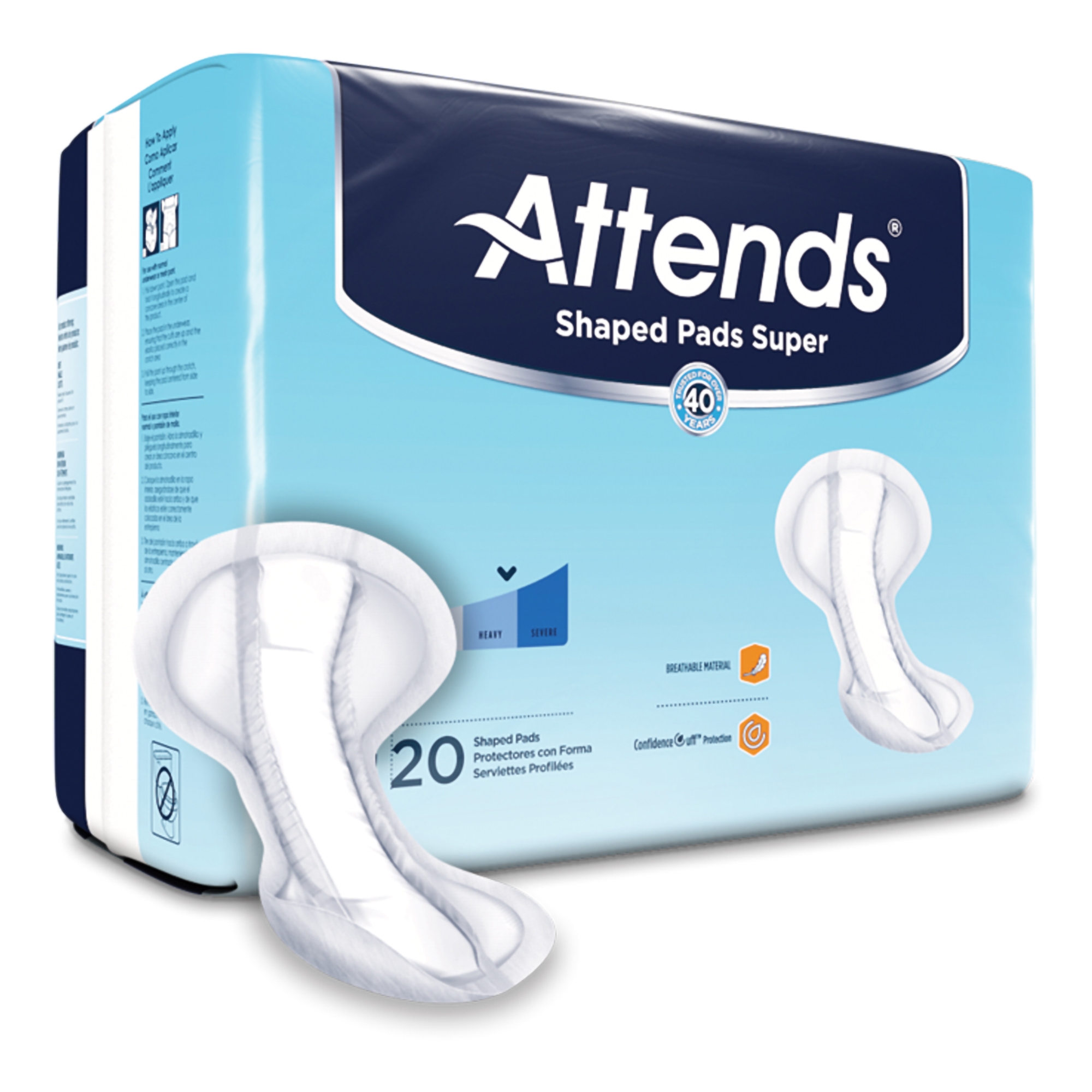 Attends Shaped Pads Super, Heavy Absorbency Attends Shaped Pads Super, Heavy Absorbency