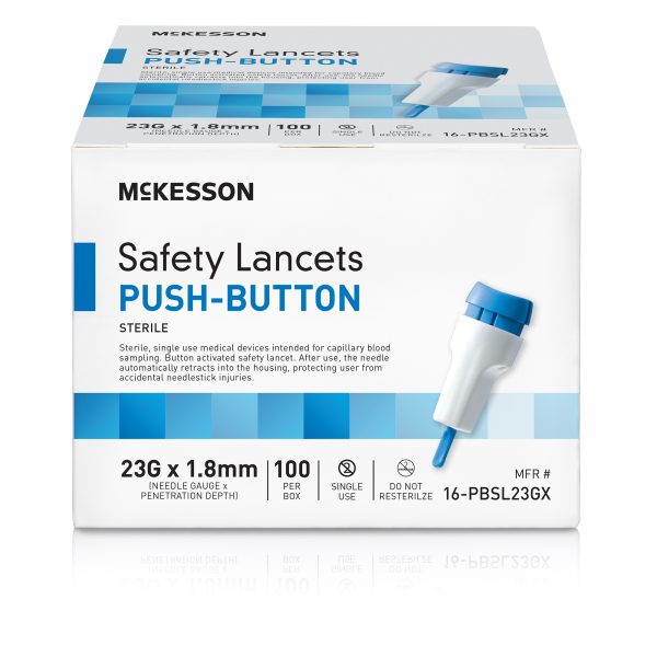 McKesson 23 Gauge Push Button Safety Lancets