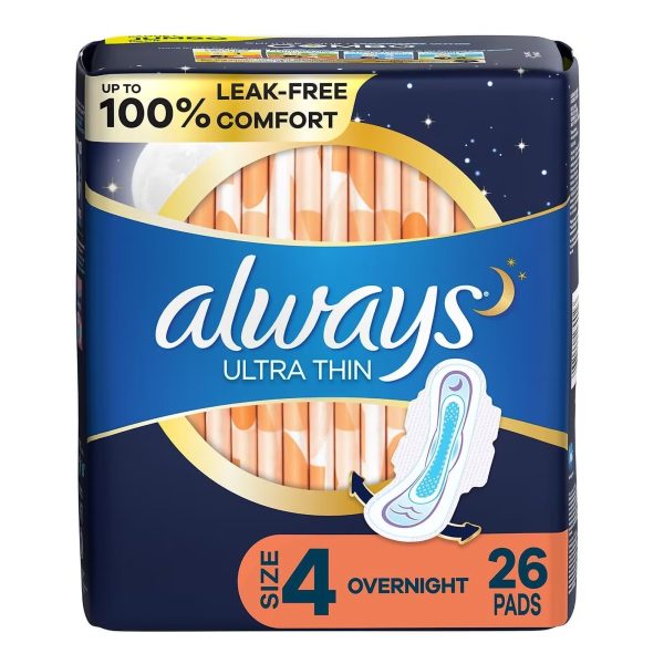 Always Maxi Pads with Wings, Size 4, Overnight Absorbency