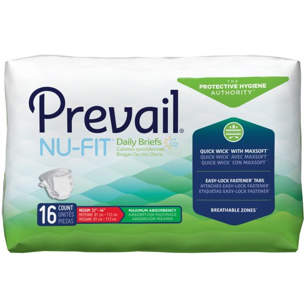 Prevail Nu-Fit Adult Diapers with Tabs, Maximum