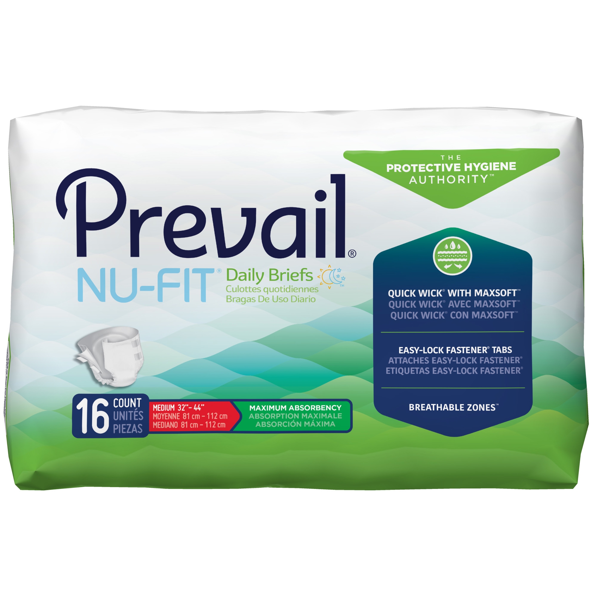 Prevail Nu-Fit Adult Diapers with Tabs, Maximum