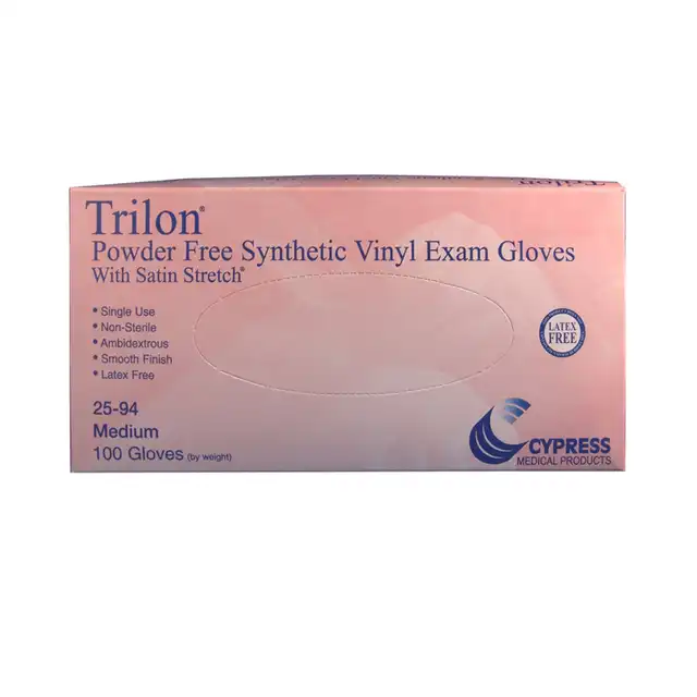Trilon Powder Free Synthetic Vinyl Exam Glove, Clear