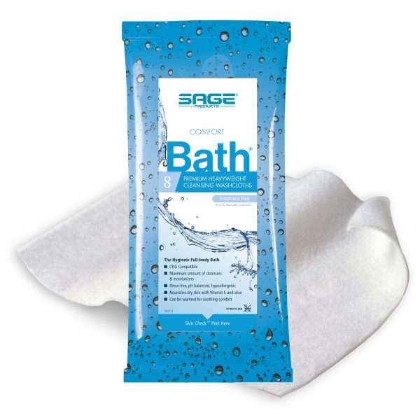 Sage Products Rinse-Free Bath Wipe, Heavy Weight