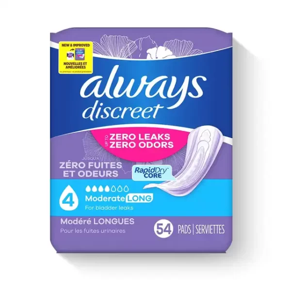 Always Discreet Incontinence Pads, Moderate Absorbency