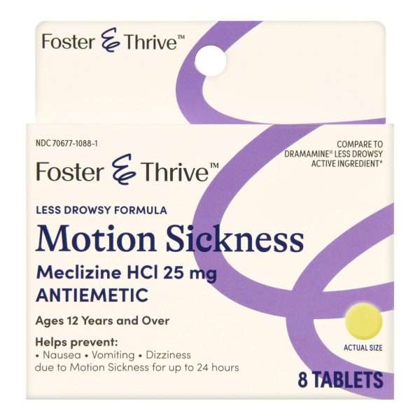 Foster & Thrive Motion Sickness Less Drowsy Formula Tablets, 25 mg