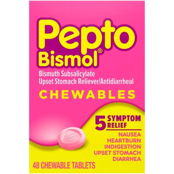 Pepto Bismol Upset Stomach Reliever/Anti-Diarrheal Chewables, 262 mg