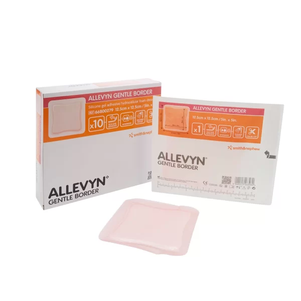 Allevyn Gentle Border Silicone Gel Foam Dressing, 5 x 5"