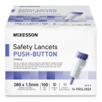 Safety Lancet McKesson 28 Gauge Retractable Push Button Activation Finger