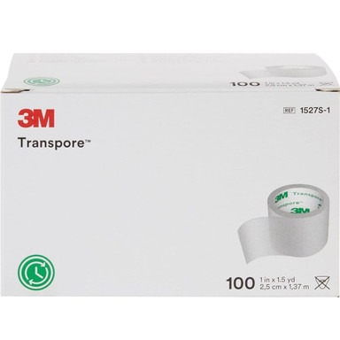 3M Transpore Plastic Medical Tape, Water Resistant, 1" x 1.5 yd
