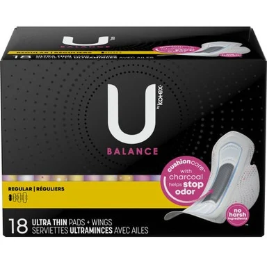 U by Kotex Balance Ultra Thin Pads with Wings, Regular Absorbency