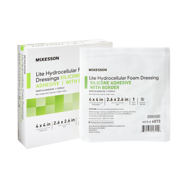 McKesson Lite Hydrocellular Foam Dressing with Border 4″ x 4″