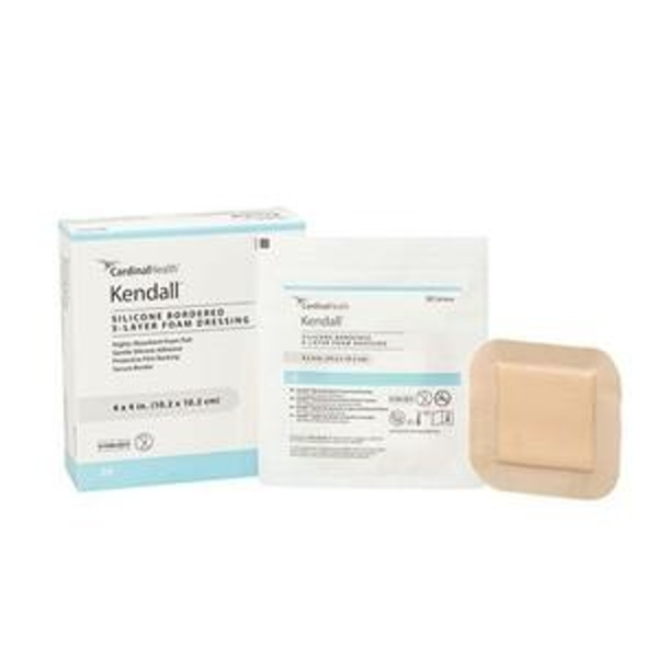Cardinal Health Kendall Silicone Bordered 5-Layer Foam Dressing 4″ x 4″