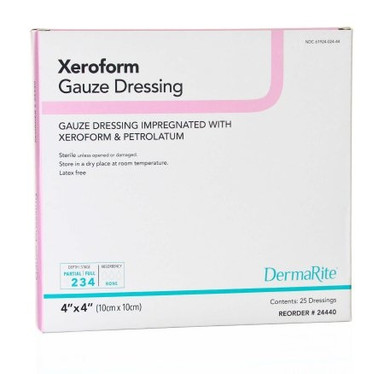 DermaRite Xeroform Impregnated Gauze Dressing, Sterile 4x4