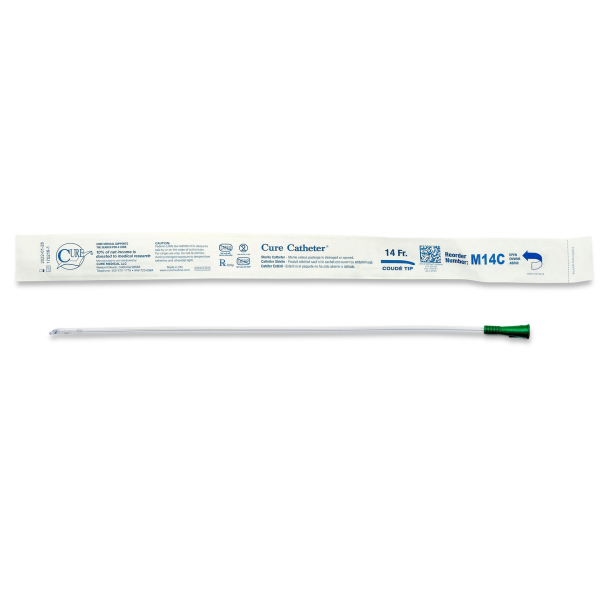 Cure Unisex Urethral Catheter Coude Tip Uncoated PVC 16″