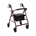 4 Wheel Rollator McKesson Red Adjustable Height / Folding Aluminum Frame