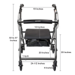 4 Wheel Rollator McKesson Silver Adjustable Height / Folding Aluminum Frame