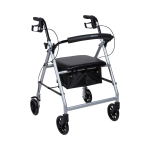4 Wheel Rollator McKesson Silver Adjustable Height / Folding Aluminum Frame