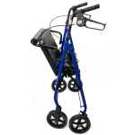 Bariatric 4 Wheel Rollator McKesson Blue Adjustable Height / Heavy Duty / Folding Steel Frame