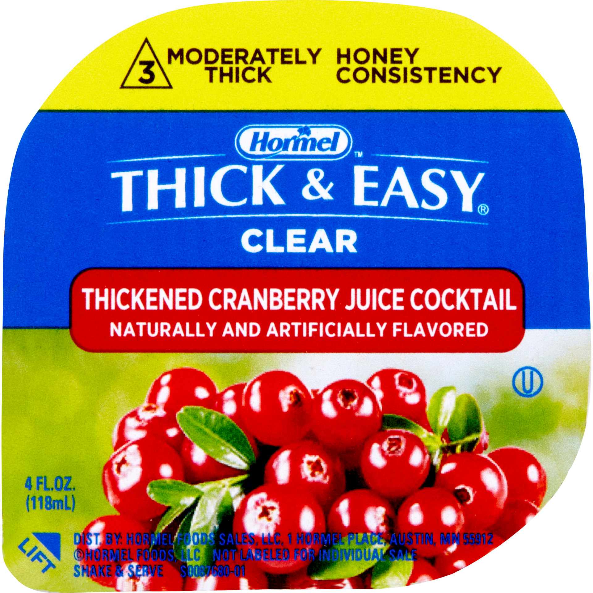 Hormel Thick & Easy Clear, Cranberry Juice Cocktail, Honey Consistency, 4 oz. Hormel Thick & Easy Clear, Cranberry Juice Cocktail, Honey Consistency, 4 oz.