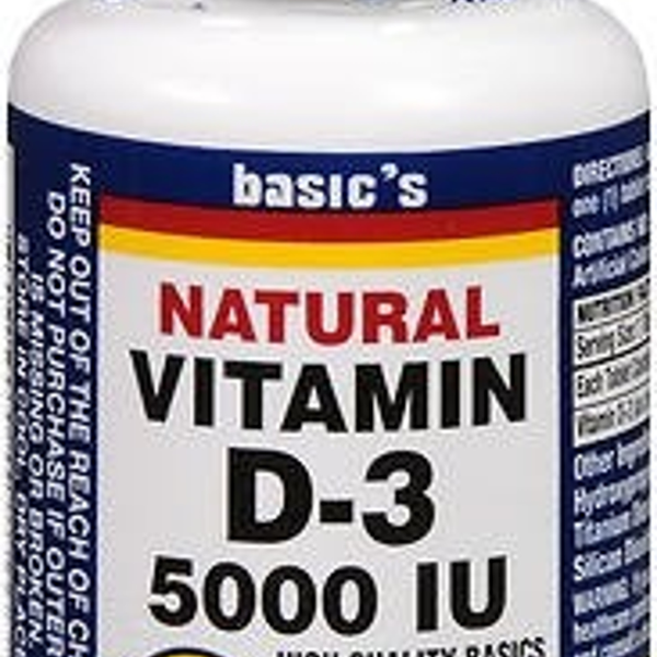 Basic's Natural Vitamin D-3, 5000 IU, 200 Tablets