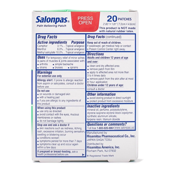 Salonpas Topical Pain Relief Patches