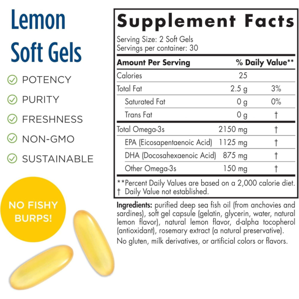 Nordic Naturals ProOmega 2000 Soft Gels, Lemon Flavor