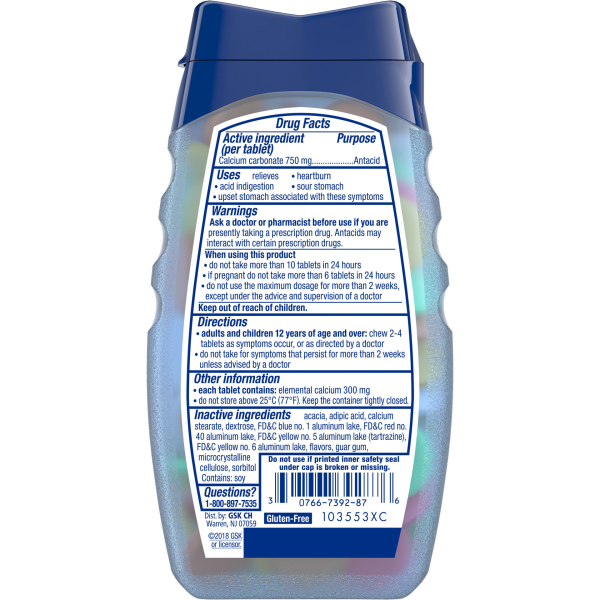 Tums Antacid Smoothies Extra Strength Chewable Tablets for Heartburn Relief