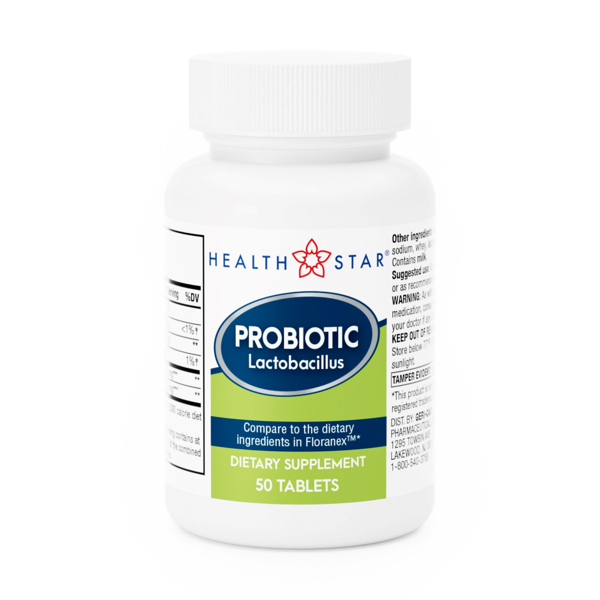Probiotic Dietary Supplement HEALTHSTAR® 50 per Bottle Tablet