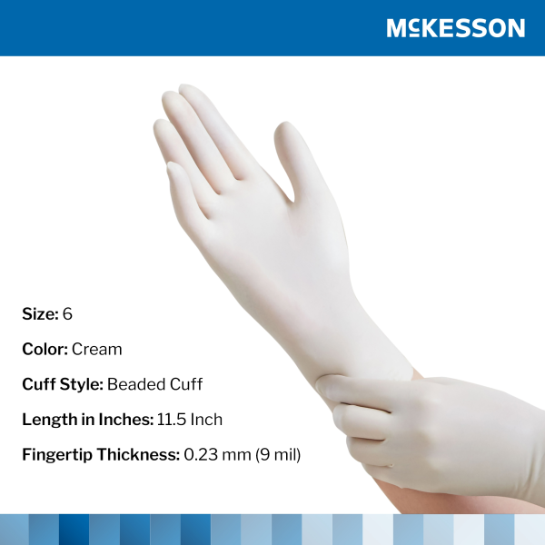 Surgical Glove McKesson Perry® Performance Plus Size 6 Sterile Latex Standard Cuff Length Smooth Cream Chemo Tested