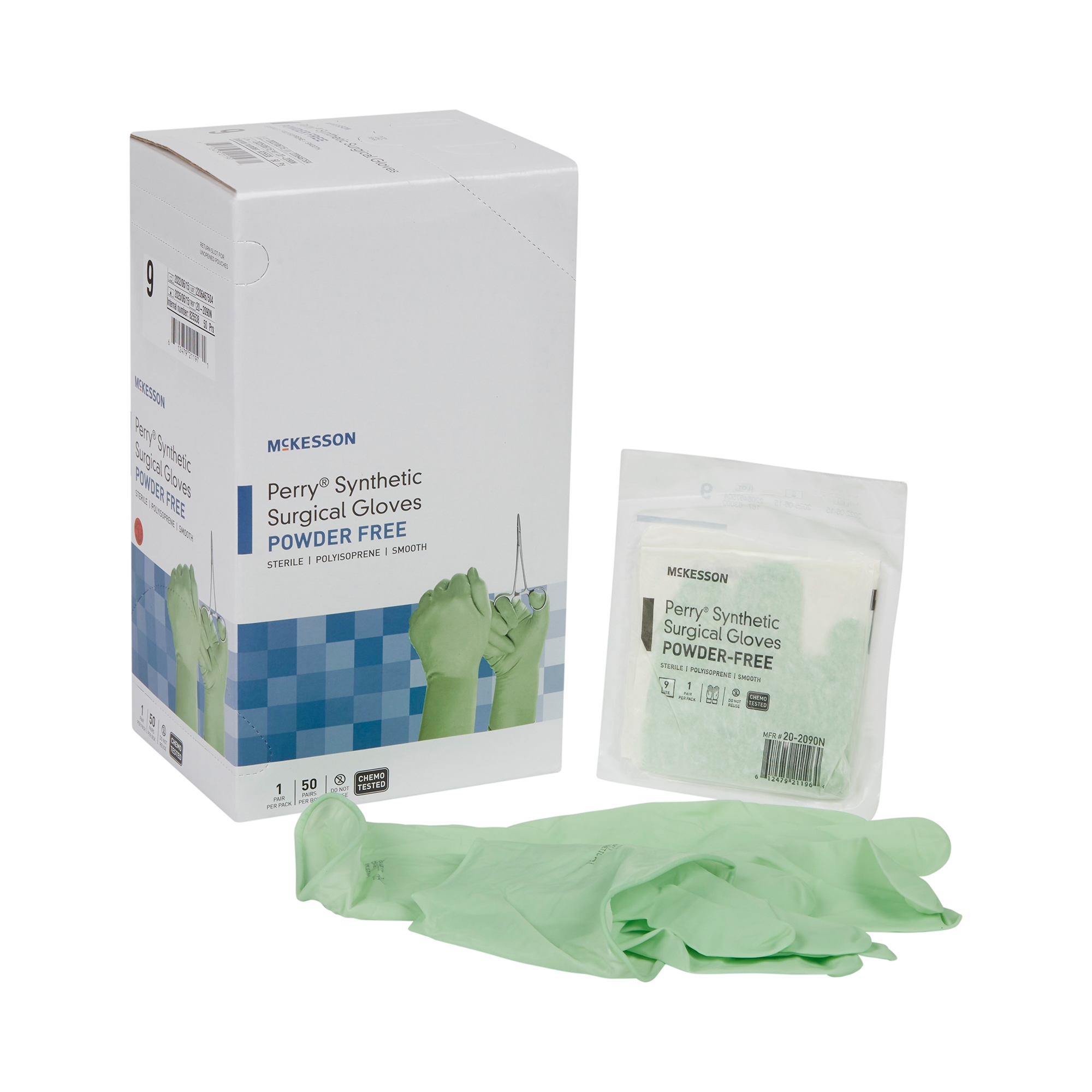 Surgical Glove McKesson Perry® Performance Plus Size 9 Sterile Polyisoprene Standard Cuff Length Smooth Green Chemo Tested