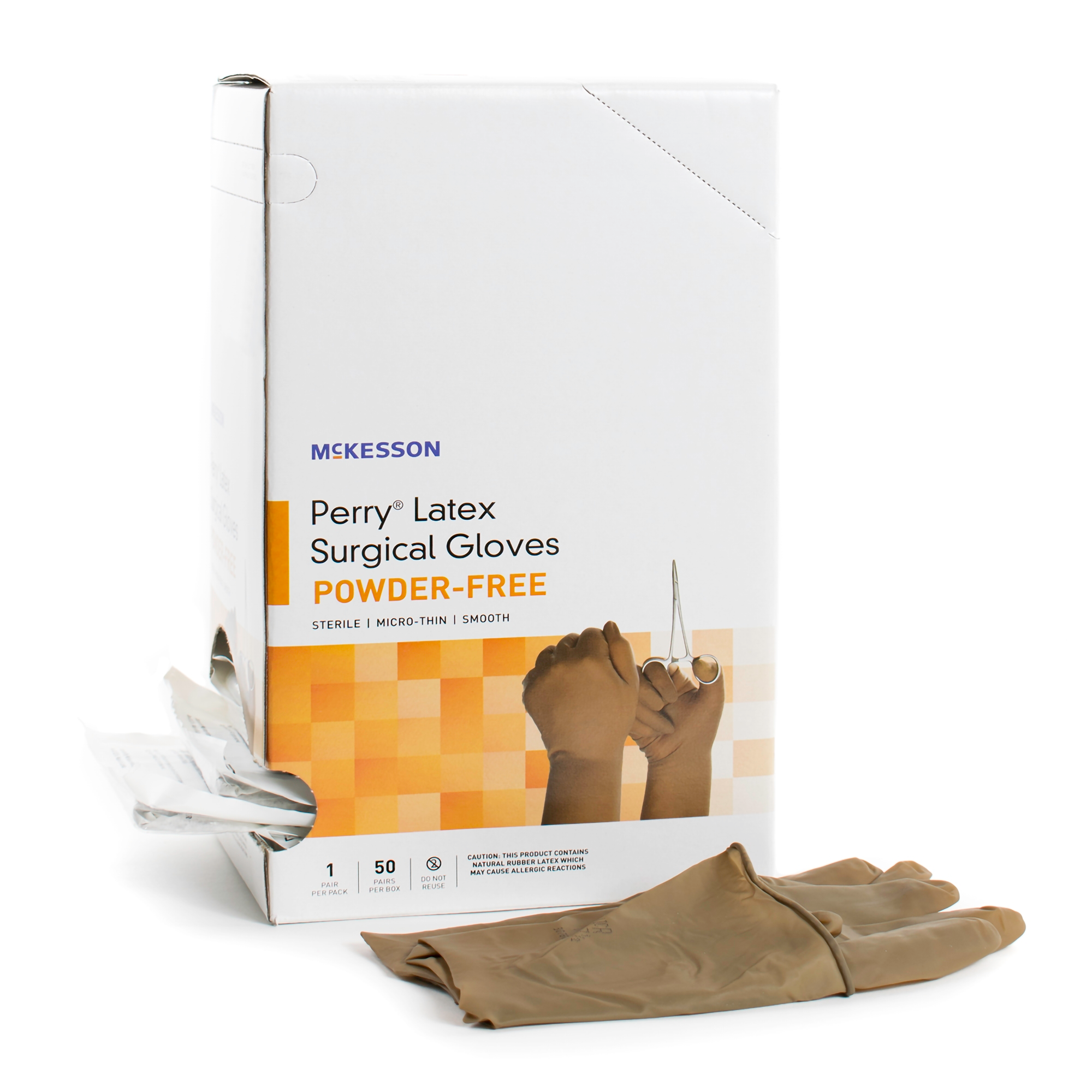 Surgical Glove McKesson Perry® Size 9 Sterile Latex Standard Cuff Length Smooth Brown Not Chemo Approved Surgical Glove McKesson Perry® Size 9 Sterile Latex Standard Cuff Length Smooth Brown Not Chemo Approved
