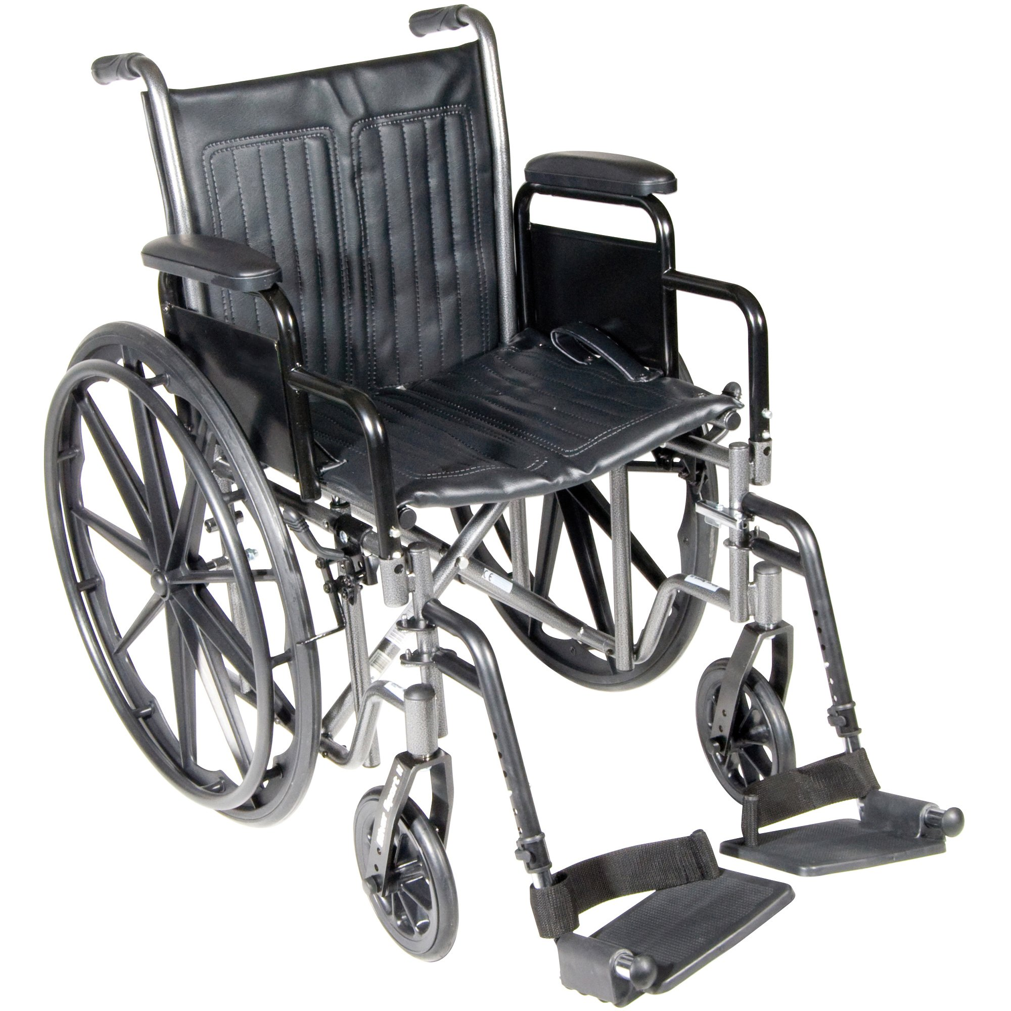 Wheelchair McKesson Dual Axle Desk Length Arm Swing-Away Footrest Black Upholstery 18 Inch Seat Width Adult 300 lbs. Weight Capacity Wheelchair McKesson Dual Axle Desk Length Arm Swing-Away Footrest Black Upholstery 18 Inch Seat Width Adult 300 lbs. Weight Capacity