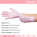 Exam Glove McKesson Pink Nitrile® Small NonSterile Nitrile Standard Cuff Length Textured Fingertips Pink Not Rated