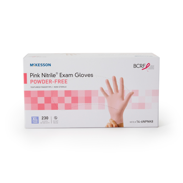 Exam Glove McKesson Pink Nitrile® X-Large NonSterile Nitrile Standard Cuff Length Textured Fingertips Pink Not Rated