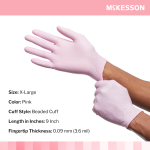Exam Glove McKesson Pink Nitrile® X-Large NonSterile Nitrile Standard Cuff Length Textured Fingertips Pink Not Rated