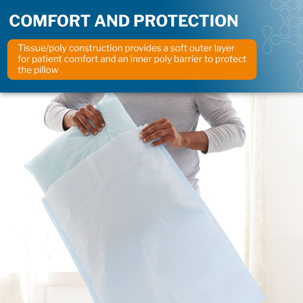 Pillowcase McKesson Standard Blue Disposable