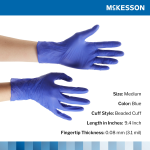 Exam Glove McKesson Confiderm® 3.0 Medium NonSterile Nitrile Standard Cuff Length Textured Fingertips Blue Chemo Tested / Fentanyl Tested