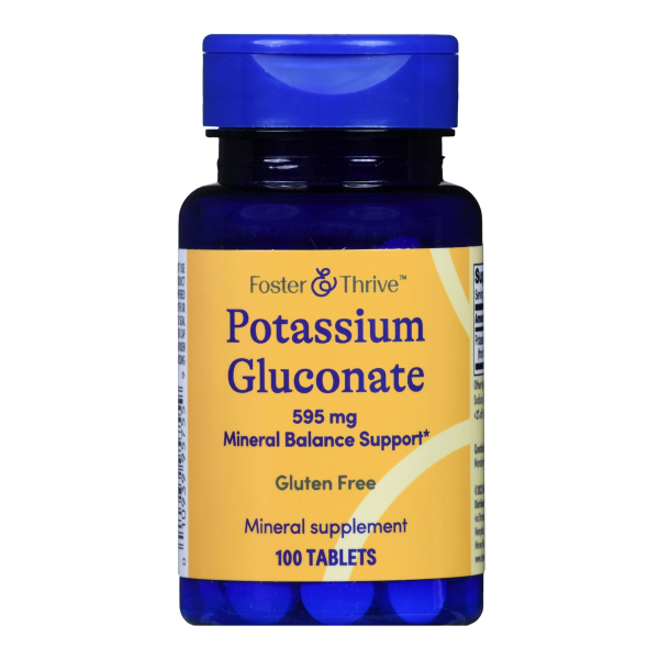 Dietary Supplement Foster & Thrive™ Potassium Gluconate 595 mg Strength Tablet 100 per Bottle