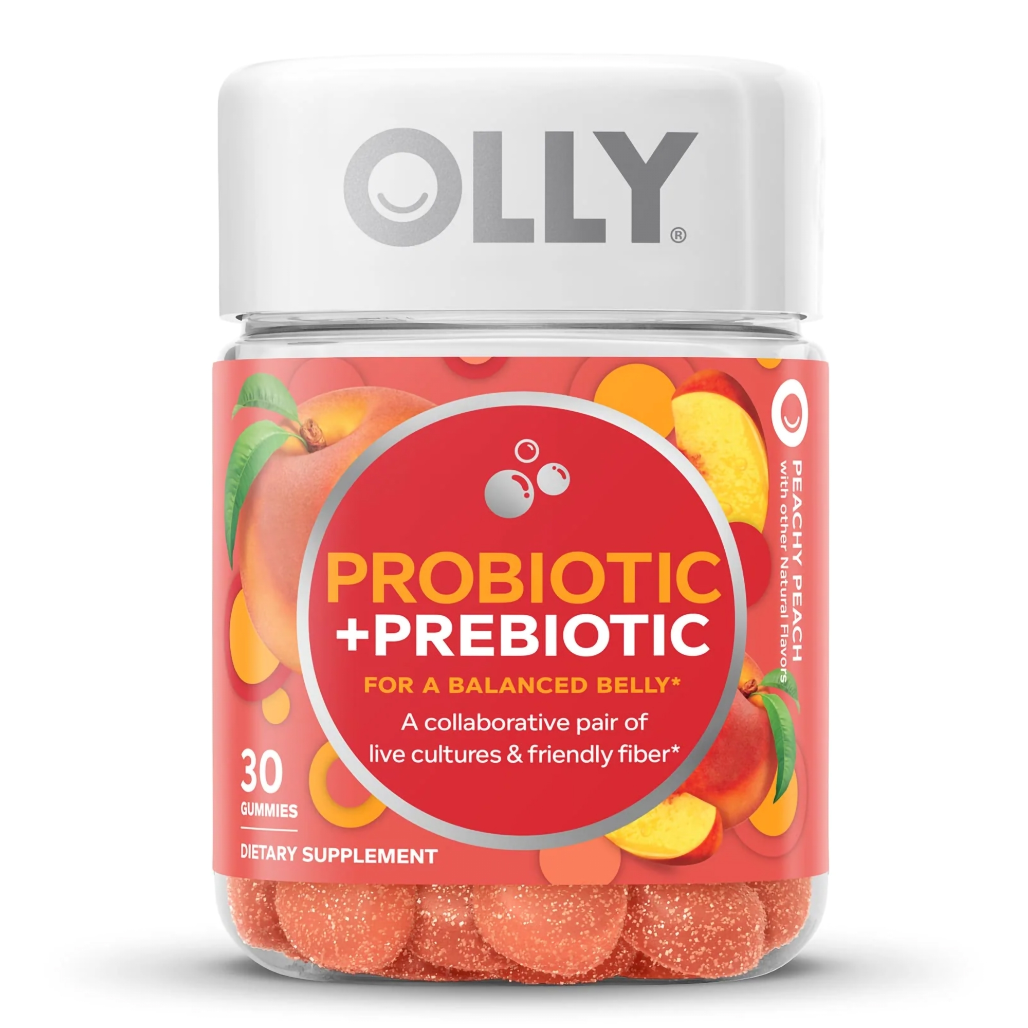 Prebiotic / Probiotic Dietary Supplement OLLY® Probiotic + Prebiotic 30 per Bottle Gummy