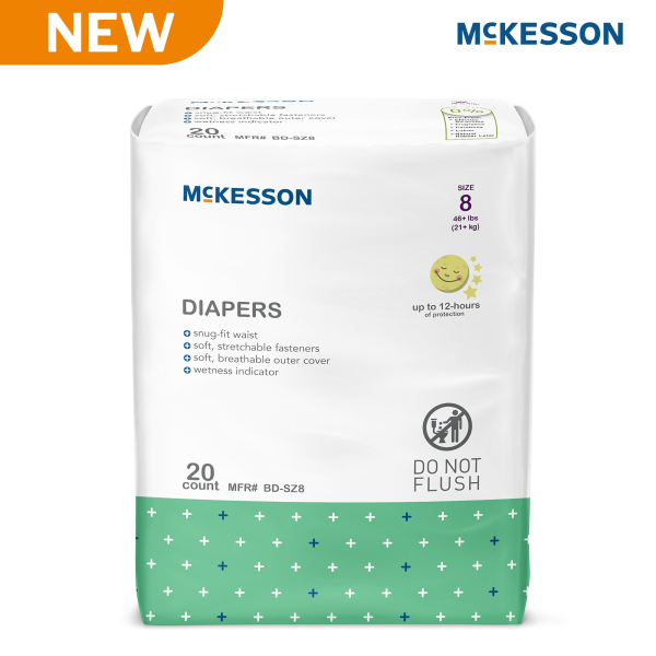 Unisex Baby Diaper McKesson Size 8 Disposable Heavy Absorbency