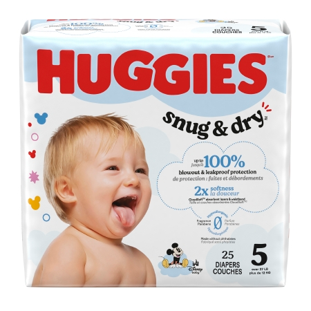 Unisex Baby Diaper Huggies® Snug & Dry Size 5 Disposable Heavy Absorbency
