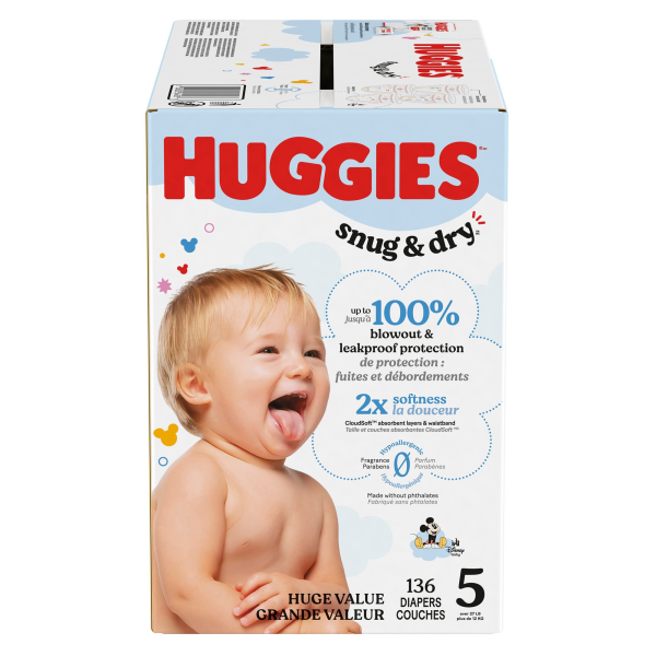 Unisex Baby Diaper Huggies® Snug & Dry Size 5 Disposable Heavy Absorbency
