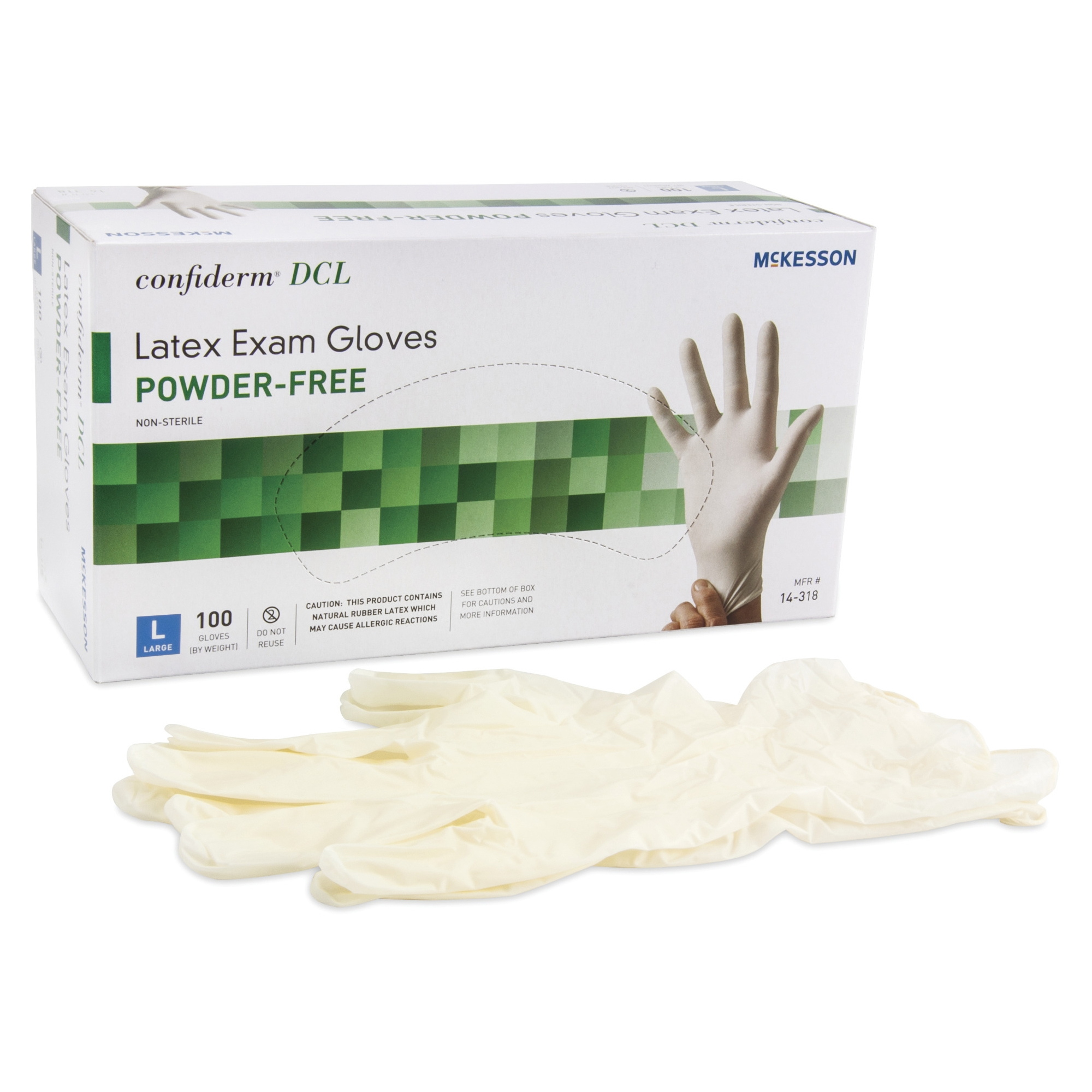 Exam Glove McKesson Confiderm® Large NonSterile Latex Standard Cuff Length Smooth Ivory Not Rated Exam Glove McKesson Confiderm® Large NonSterile Latex Standard Cuff Length Smooth Ivory Not Rated