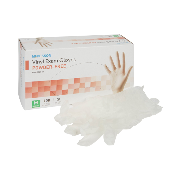 Exam Glove McKesson Medium NonSterile Vinyl Standard Cuff Length Smooth Clear Not Rated