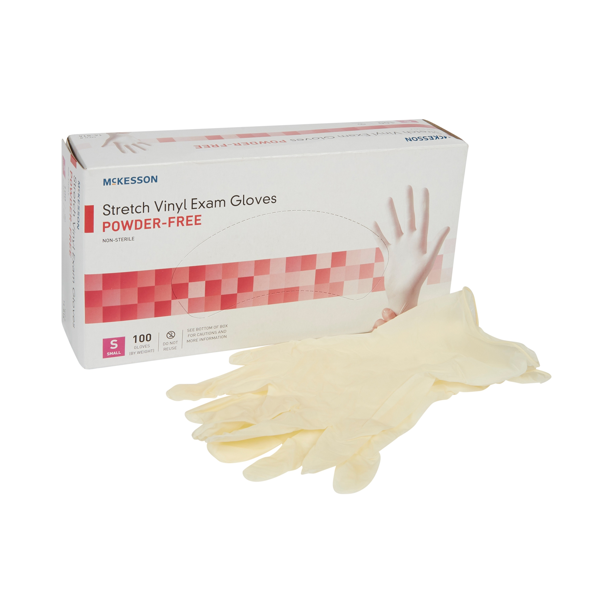 Exam Glove McKesson Small NonSterile Stretch Vinyl Standard Cuff Length Smooth Ivory Not Rated
