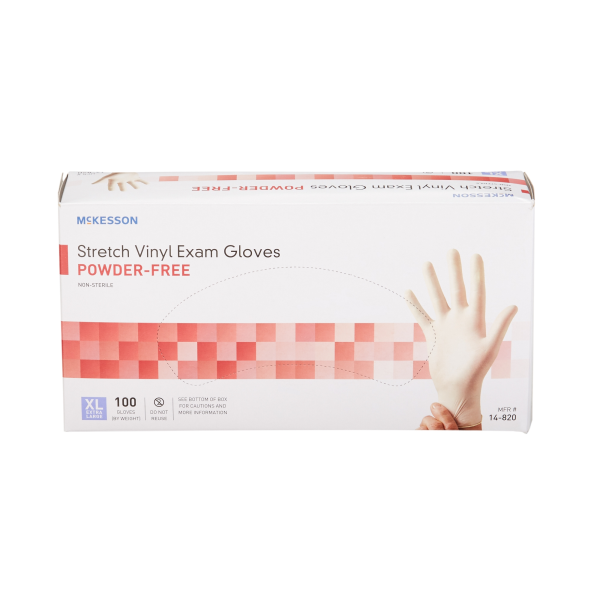 Exam Glove McKesson X-Large NonSterile Stretch Vinyl Standard Cuff Length Smooth Ivory Not Rated