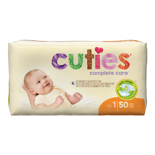 Unisex Baby Diaper Cuties® Complete Care Size 1 Disposable Heavy Absorbency