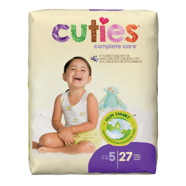 Unisex Baby Diaper Cuties® Complete Care Size 5 Disposable Heavy Absorbency