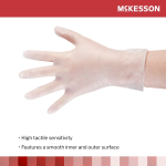 Exam Glove McKesson X-Small NonSterile Vinyl Standard Cuff Length Smooth Clear Not Rated